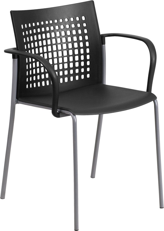 Flash Furniture HERCULES Series 551 lb. Capacity Black Stack Chair with Air-Vent Back and Arms, Model# RUT-1-BK-GG