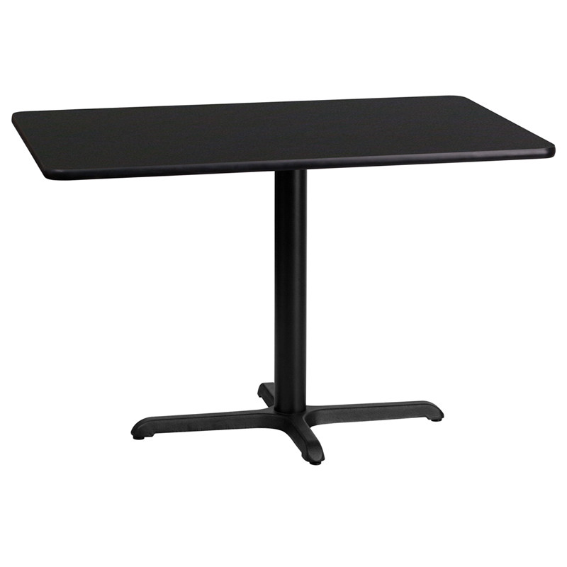 Flash Furniture 24" x 42" Rectangular Black Laminate Table Top with 23.5" x 29.5" Table Height Base, Model# XU-BLKTB-2442-T2230-GG