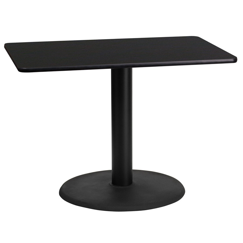 Flash Furniture 24" x 42" Rectangular Black Laminate Table Top with 24" Round Table Height Base, Model# XU-BLKTB-2442-TR24-GG