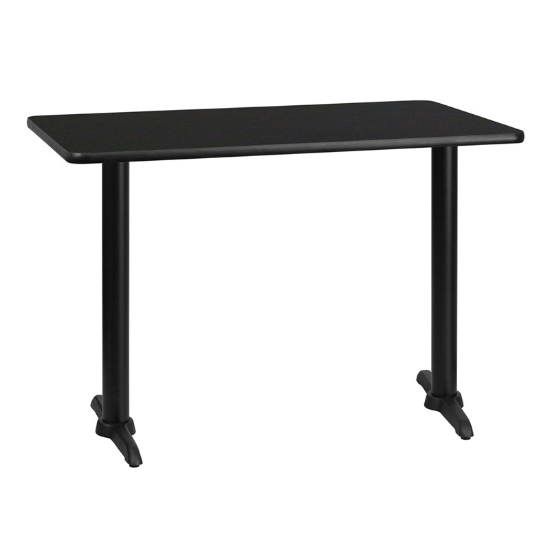 Flash Furniture 30" x 42" Rectangular Black Laminate Table Top with 5" x 22" Table Height Bases, Model# XU-BLKTB-3042-T0522-GG