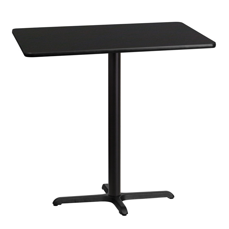 Flash Furniture 30" x 42" Rectangular Black Laminate Table Top with 23.5" x 29.5" Bar Height Table Base, Model#