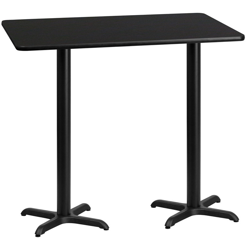 Flash Furniture 30" x 60" Rectangular Black Laminate Table Top with 22" x 22" Bar Height Table Bases, Model#