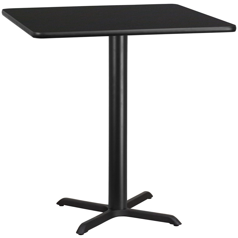 Flash Furniture 42" Square Black Laminate Table Top with 33" x 33" Bar Height Table Base, Model# XU-BLKTB-4242-T3333B-GG