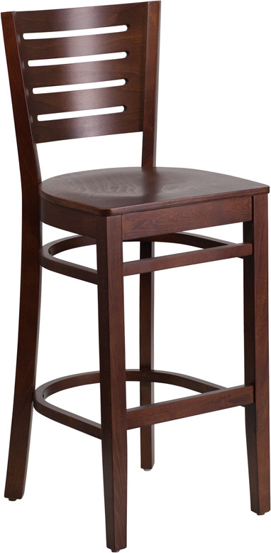 Flash Furniture Darby Series Slat Back Walnut Wood Restaurant Barstool, Model# XU-DG-W0108BBAR-WAL-WAL-GG