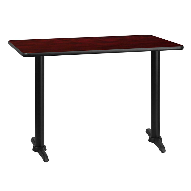 Flash Furniture 30" x 42" Rectangular Mahogany Laminate Table Top with 5" x 22" Table Height Bases, Model# XU-MAHTB-3042-T0522-GG