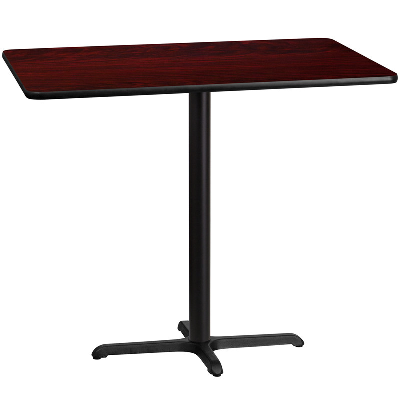 Flash Furniture 30" x 48" Rectangular Mahogany Laminate Table Top with 23.5" x 29.5" Bar Height Table Base, Model#