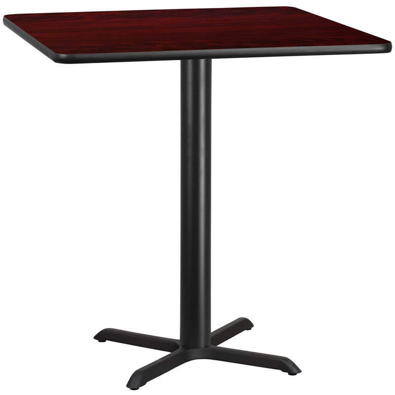 Flash Furniture 42" Square Mahogany Laminate Table Top with 33" x 33" Bar Height Table Base, Model# XU-MAHTB-4242-T3333B-GG
