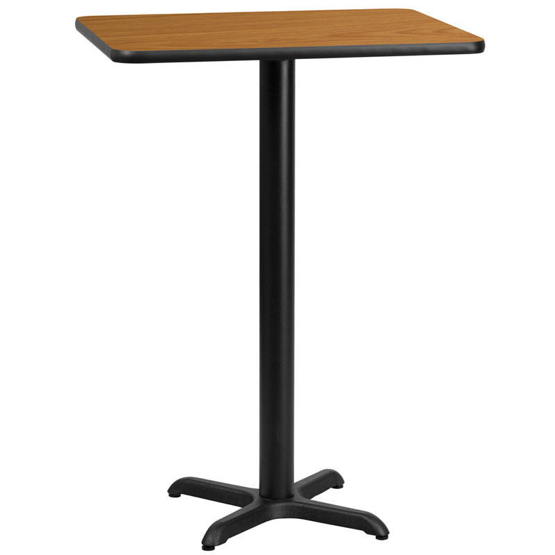 Flash Furniture 24" x 30" Rectangular Natural Laminate Table Top with 22" x 22" Bar Height Table Base, Model#