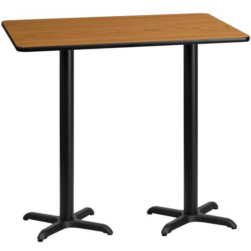 Flash Furniture 30" x 60" Rectangular Natural Laminate Table Top with 22" x 22" Bar Height Table Bases, Model#