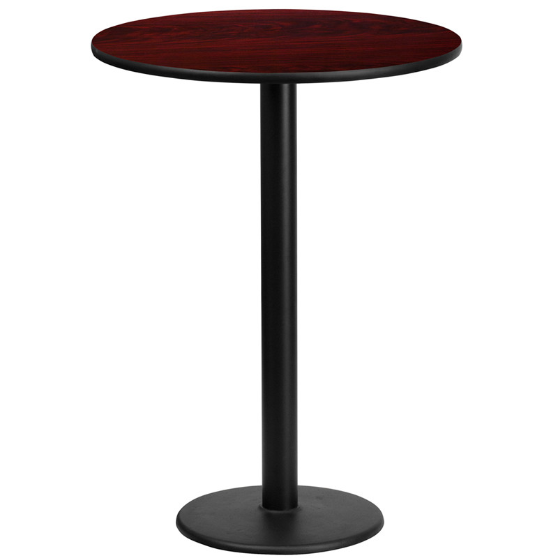 Flash Furniture 24" Round Mahogany Laminate Table Top with 18" Round Bar Height Table Base, Model# XU-RD-24-MAHTB-TR18B-GG