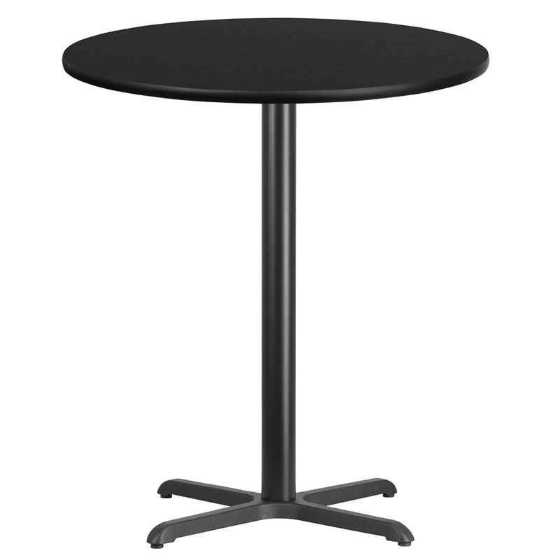 Flash Furniture 36" Round Black Laminate Table Top with 30" x 30" Bar Height Table Base, Model# XU-RD-36-BLKTB-T3030B-GG