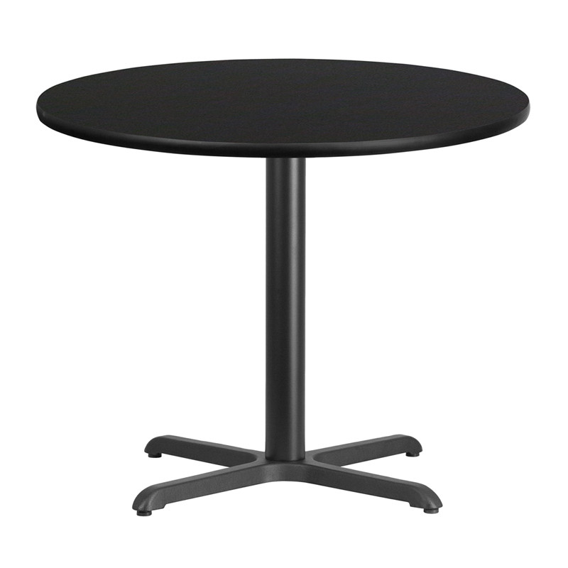 Flash Furniture 36" Round Black Laminate Table Top with 30" x 30" Table Height Base, Model# XU-RD-36-BLKTB-T3030-GG