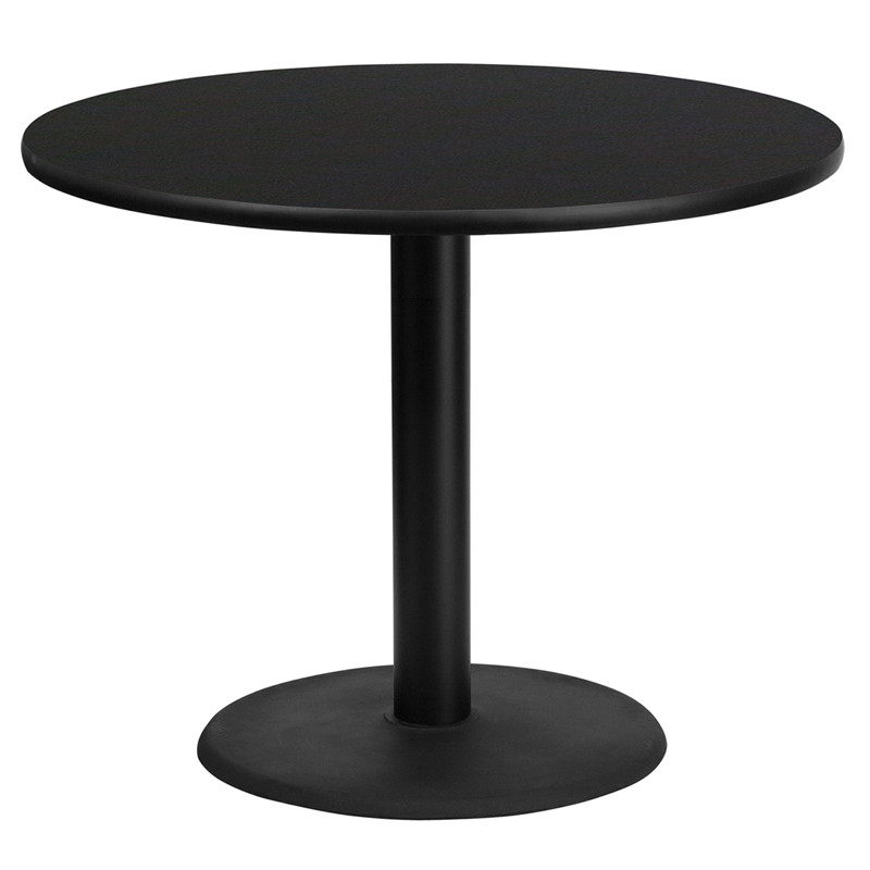 Flash Furniture 36" Round Black Laminate Table Top with 24" Round Table Height Base, Model# XU-RD-36-BLKTB-TR24-GG