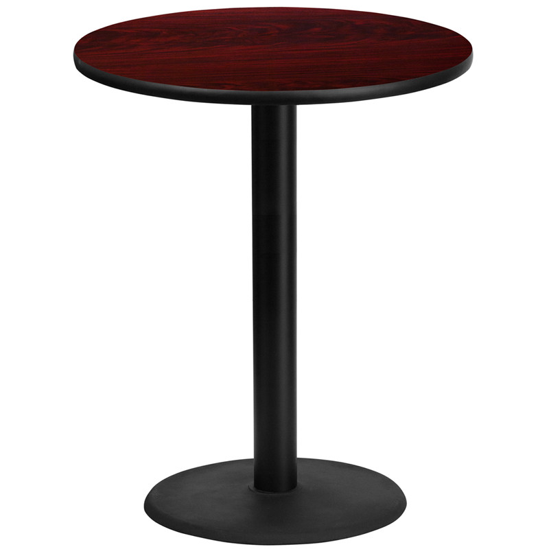 Flash Furniture 36" Round Mahogany Laminate Table Top with 24" Round Bar Height Table Base, Model# XU-RD-36-MAHTB-TR24B-GG