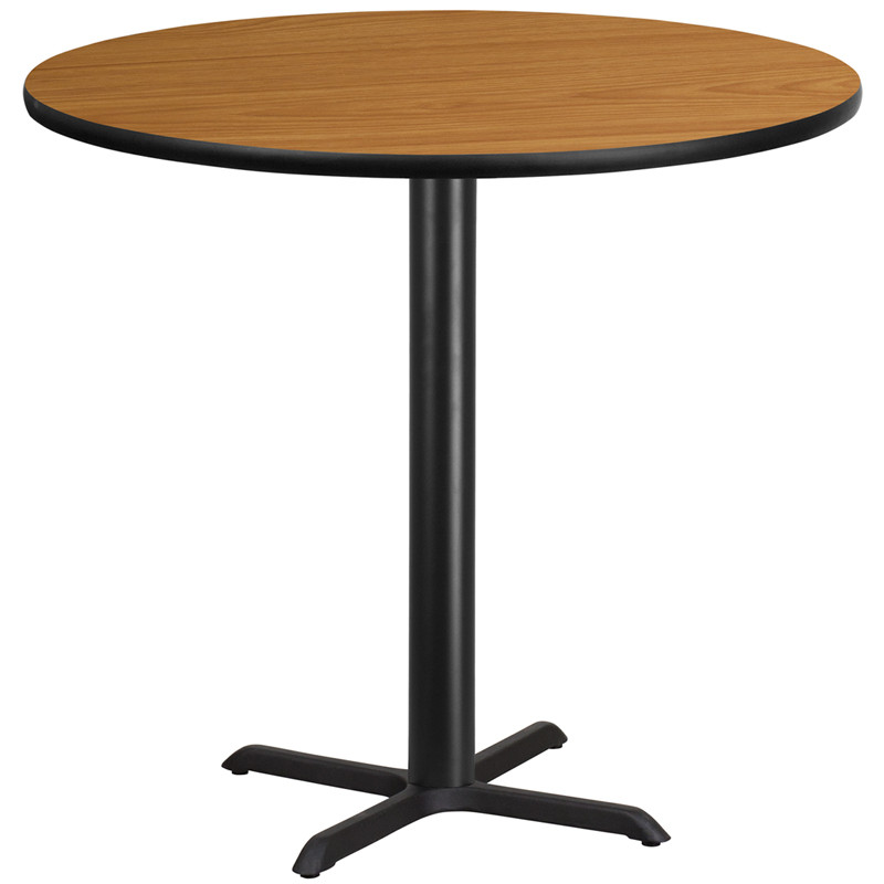 Flash Furniture 42" Round Natural Laminate Table Top with 33" x 33" Bar Height Table Base, Model# XU-RD-42-NATTB-T3333B-GG