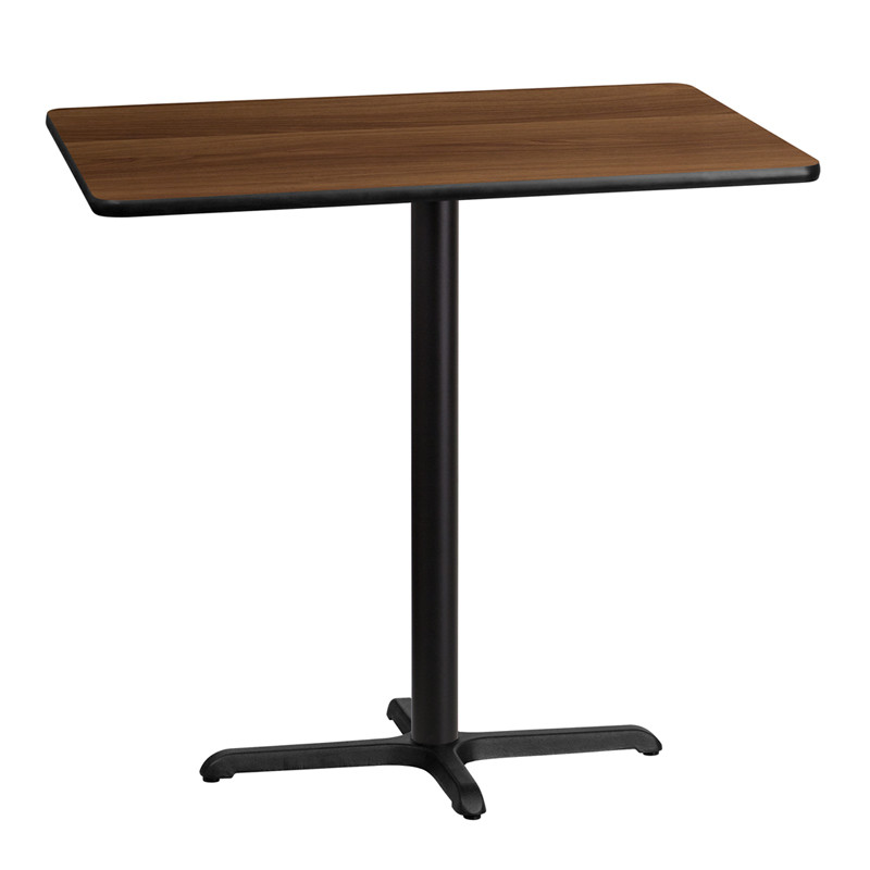 Flash Furniture 30" x 42" Rectangular Walnut Laminate Table Top with 23.5" x 29.5" Bar Height Table Base, Model#