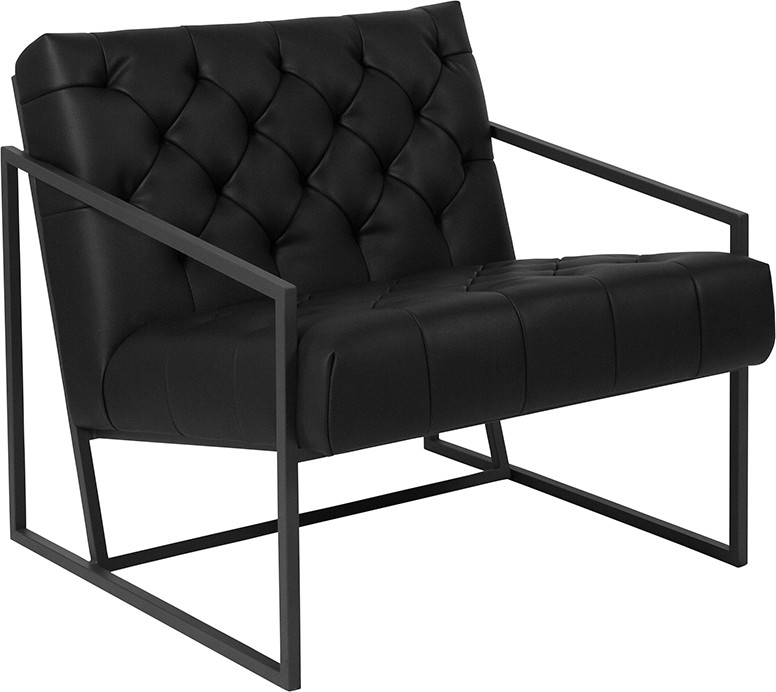 Flash Furniture HERCULES Madison Series Black LeatherSoft Tufted Lounge Chair, Model# ZB-8522-BK-GG