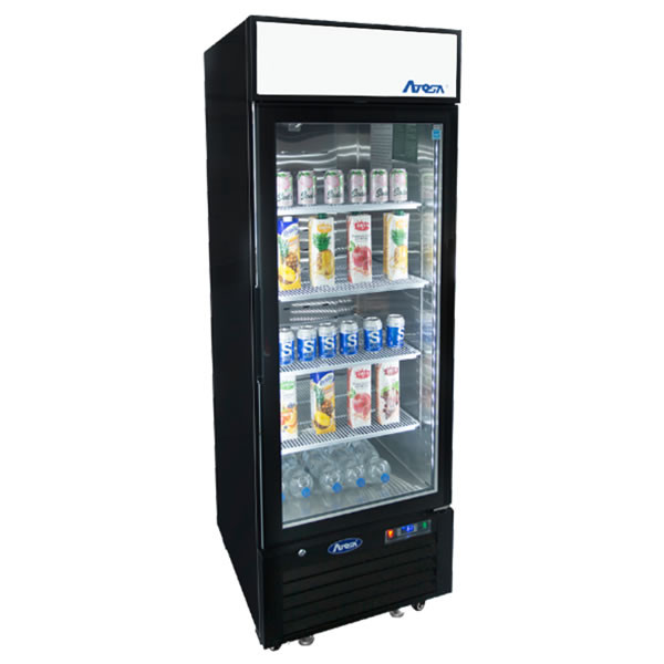 Atosa Black 11.1 Cu Ft Single Glass Door Refrigerator, Model# MCF8725GR