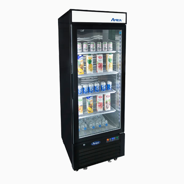 Atosa Black 8.3 Cu Ft Single Glass Door Refrigerator, Model# MCF8726GR