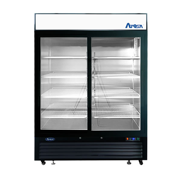 Atosa Black Double Sliding Door Merchandiser Refrigerator, Model# MCF8727GR