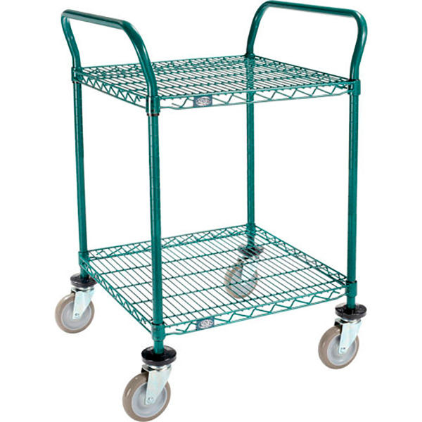 Nexel Utility Cart 2 Shelf Poly-Green 24"L x 24"W x 39"H Polyurethane Swivel Casters, Model# B3050308