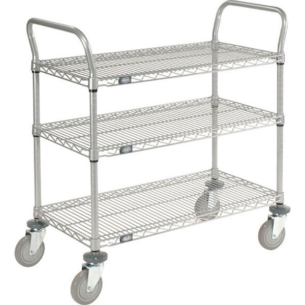 Nexel Utility Cart w/ 3 Shelves & Poly Casters 1200 lb. Capacity 30"L x 18"W x 39"H, Model# 1830P3EP
