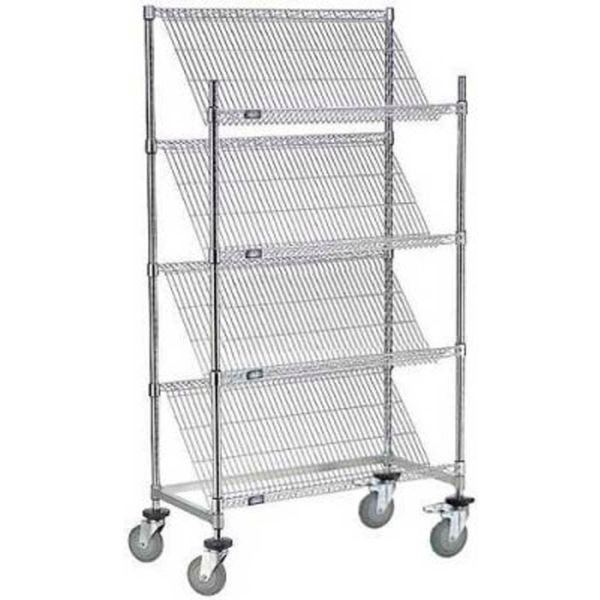 Nexel Slant Wire Shelving Suture Cart 4 Shelves 36"W x 24"L x 69"H, Model# 436958B