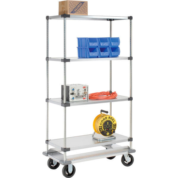 Nexel Galvanized Shelf Truck w/ Dolly Base 1600 lb. Capacity 60"L x 24"W x 70"H Gray, Model# 241997