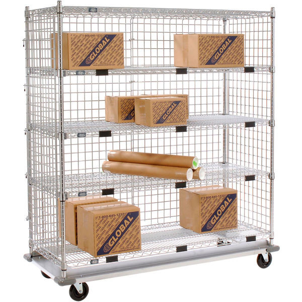 Nexel Enclosed Wire Exchange Truck w/ 5 Shelves 1000 lb. Capacity 60"L x 24"W x 69"H, Model# 558823A