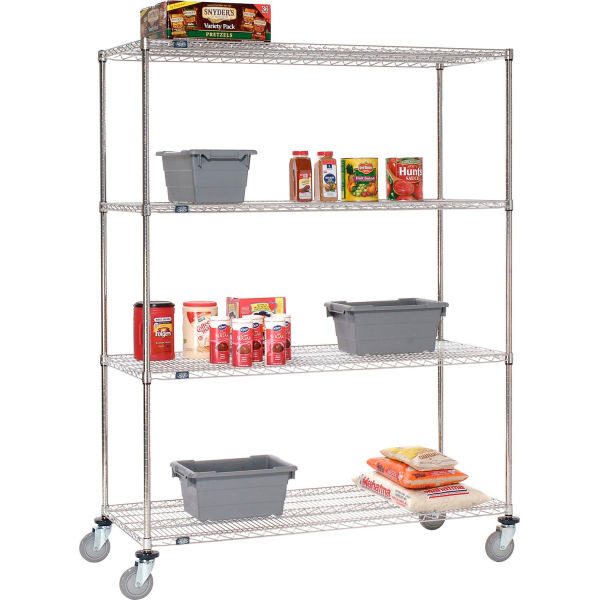 Nexel Stainless Steel Wire Shelf Truck 1200 lb. Capacity 60"L x 24"W x 80"H, Model# 189516A