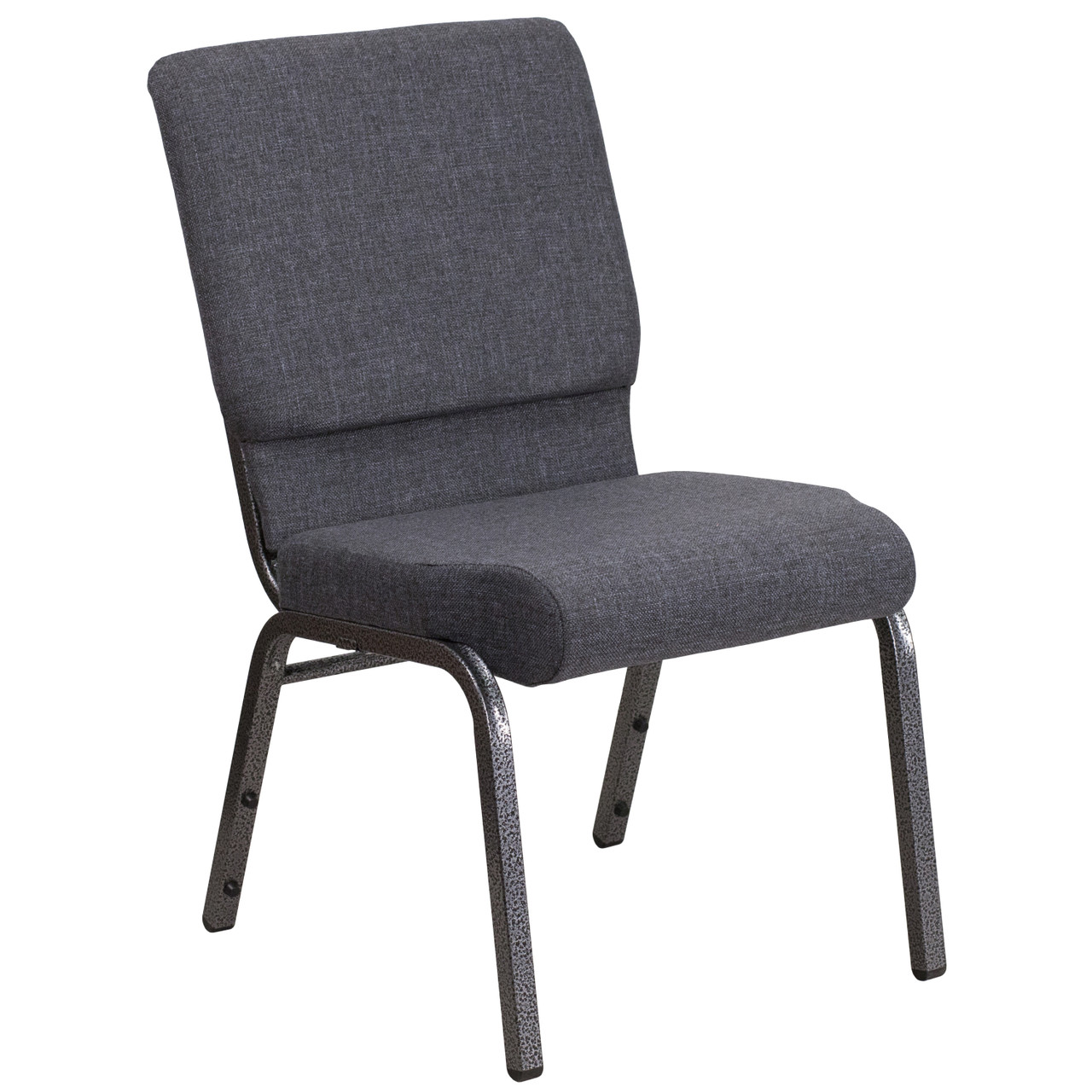Flash Furniture HERCULES Series 18.5''W Stacking Church Chair in Dark Gray Fabric Silver Vein Frame, Model# FD-CH02185-SV-DKGY-GG