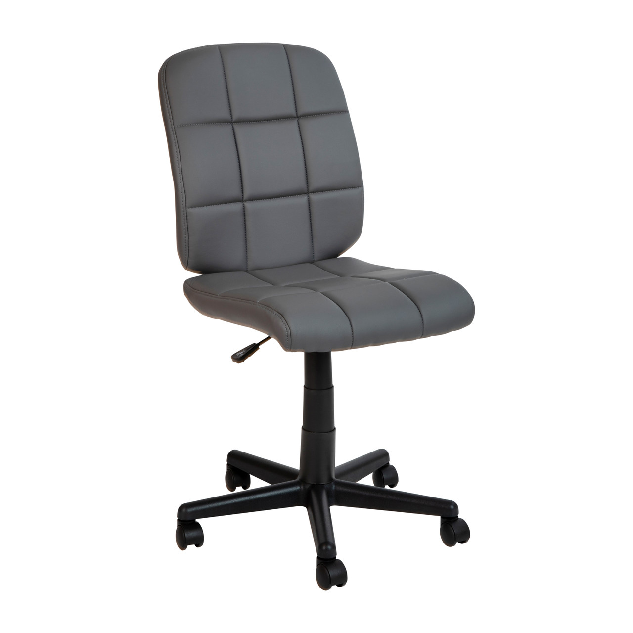 Flash Furniture Clayton Mid-Back Gray Quilted Vinyl Swivel Task Office Chair, Model# GO-1691-1-GY-GG