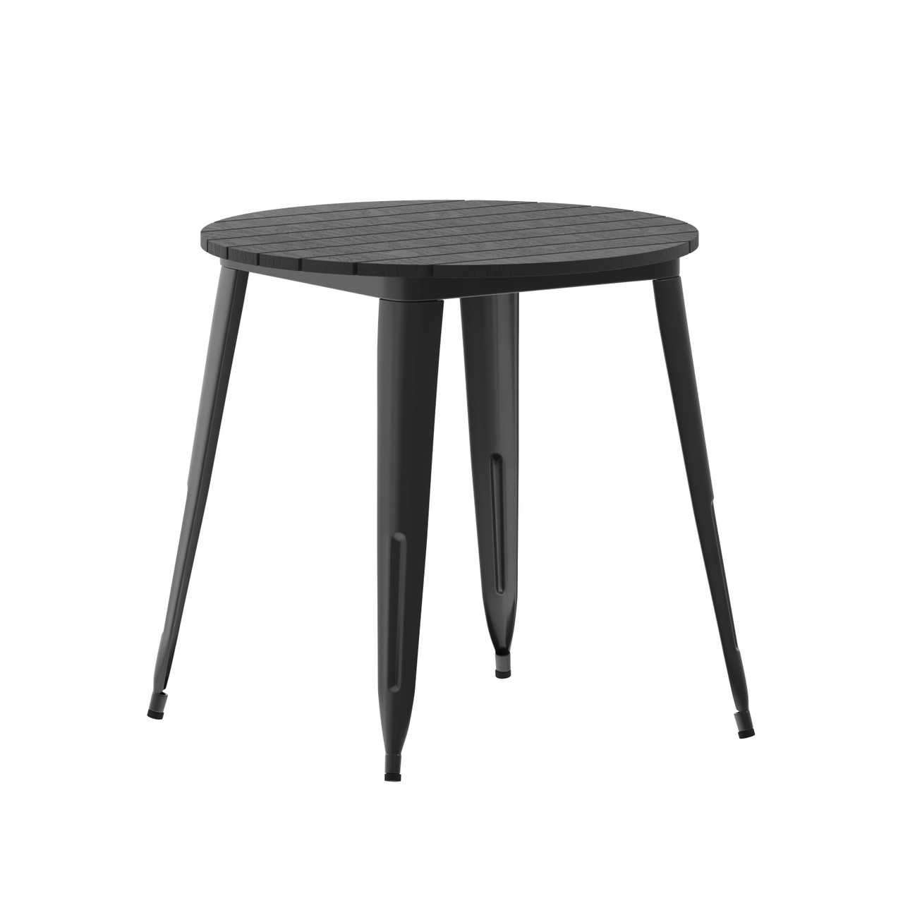 Flash Furniture Declan Commercial Grade Indoor/Outdoor Dining Table, 30" Round All Weather Black Poly Resin Top w/ Black Steel Base, Model#
