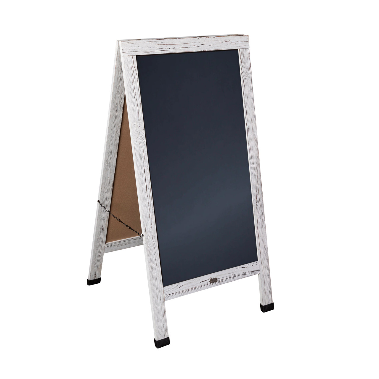 Flash Furniture Canterbury Whitewashed 48x24 Vintage Wooden A-Frame Indoor/Outdoor A-Frame Magnetic Chalkboard Sign Set w/ 8 Chalk Markers, 10