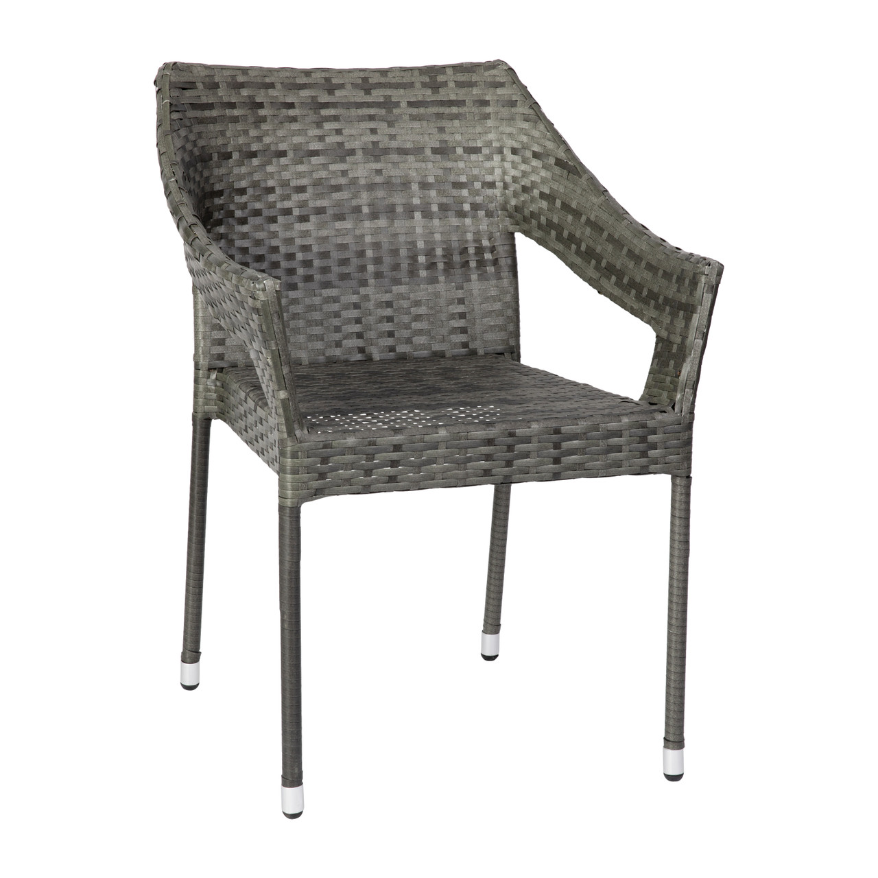 Flash Furniture Ethan Commercial Grade Stacking Patio Chair, All Weather PE Rattan Wicker Patio Dining Chair in Gray, Model# TT-TT02-GY-GG
