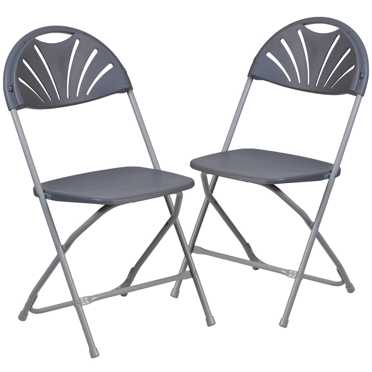 Flash Furniture 2 Pack HERCULES Series 650 lb. Capacity Charcoal Plastic Fan Back Folding Chair, Model# 2-LE-L-4-CH-GG