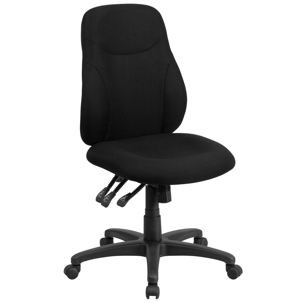 Flash Furniture Brandy Mid-Back Black Fabric Multifunction Swivel Ergonomic Task Office Chair, Model# BT-90297M-GG