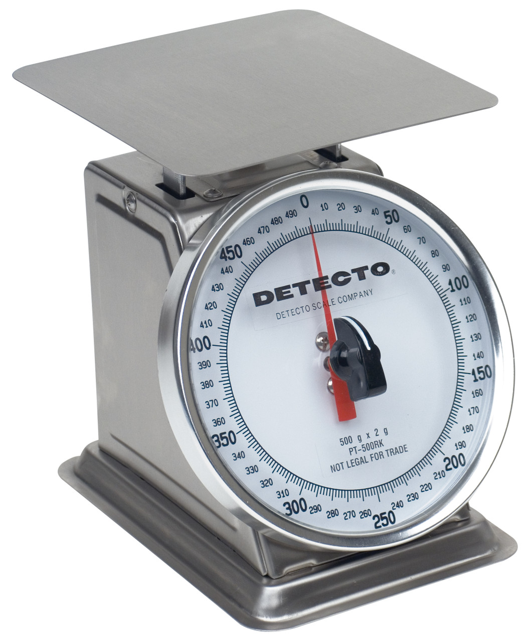 Cardinal Detecto 500 Gram Top Load Rotating Dial Scale 5.75" x 5.75" Stainless Steel, Model# PT-500SRK