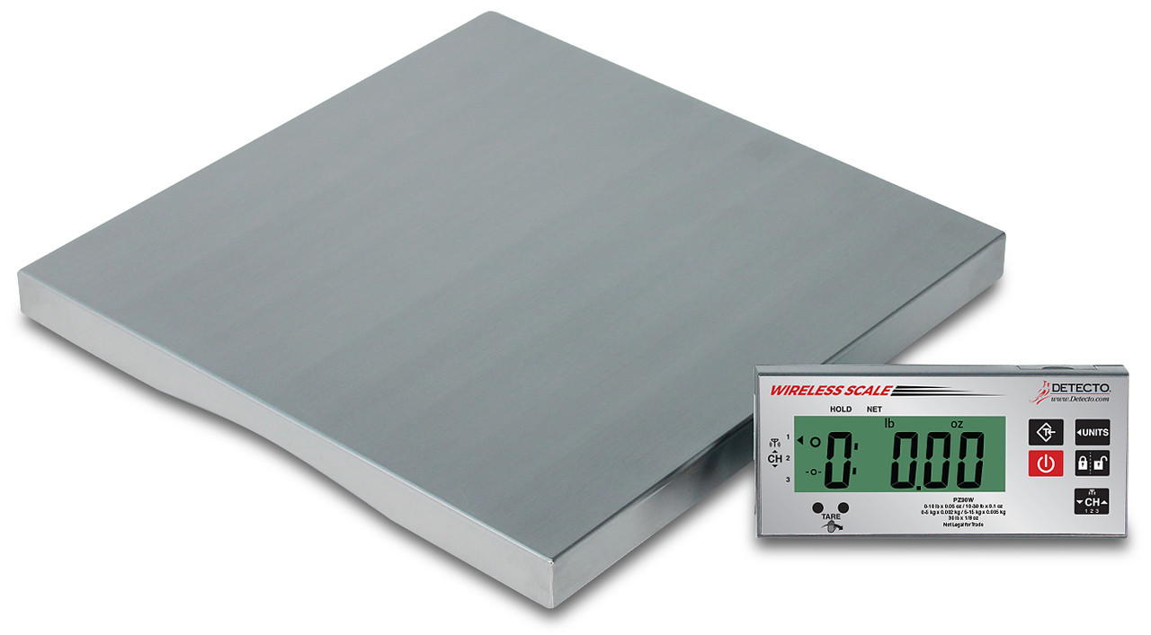 Cardinal Detecto 30 lb Wireless Digital Ingredient Scale 14 x 14 in Stainless Platform, Model# PZ30W