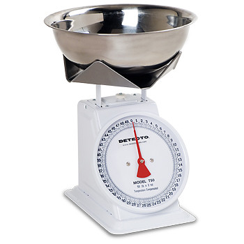 Cardinal Detecto 25 Lb Top Load Fixed Dial Scale w/ Stainless Steel Bowl, Model# T25B