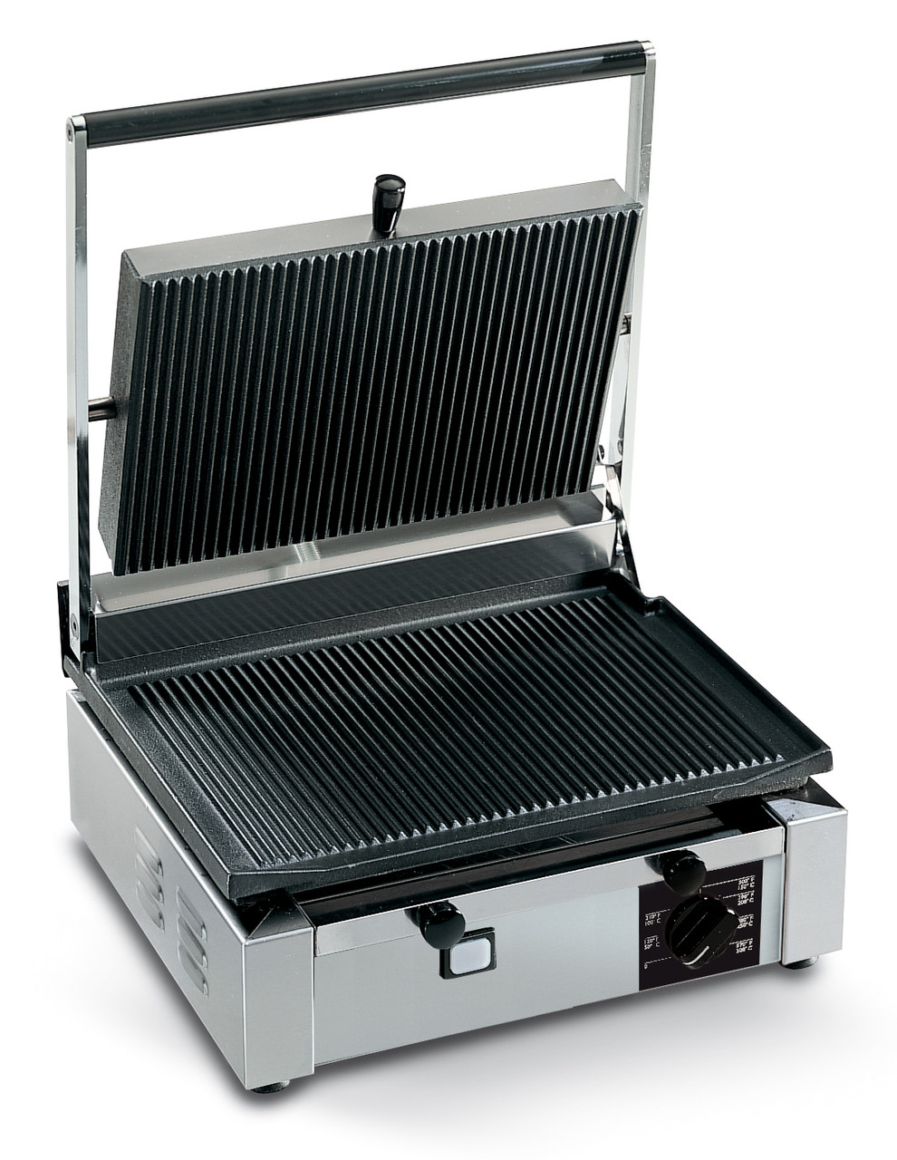 Eurodib Medium Commercial Electric Panini Grill (ribbed top, flat bottom), Model# CORT-L