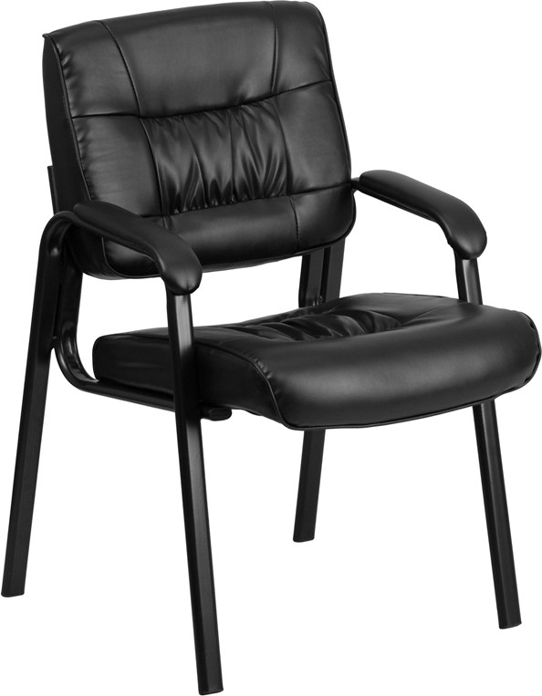 Flash Furniture Black LeatherSoft Executive Side Reception Chair with Black Metal Frame, Model# BT-1404-GG