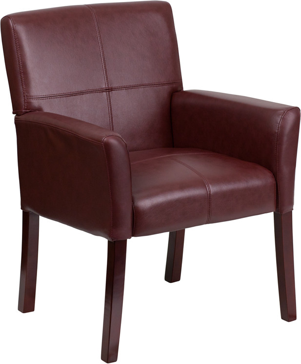 Flash Furniture Burgundy LeatherSoft Executive Side Reception Chair with Mahogany Legs, Model# BT-353-BURG-GG