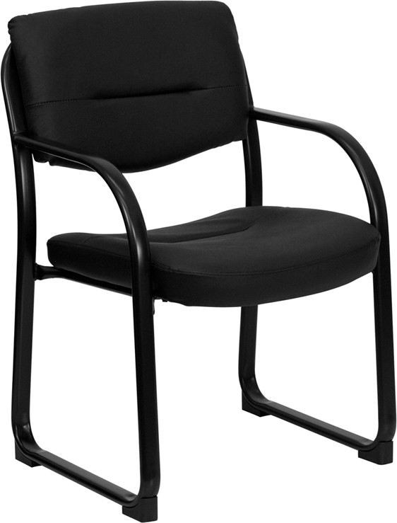 Flash Furniture Black LeatherSoft Executive Side Reception Chair with Sled Base, Model# BT-510-LEA-BK-GG