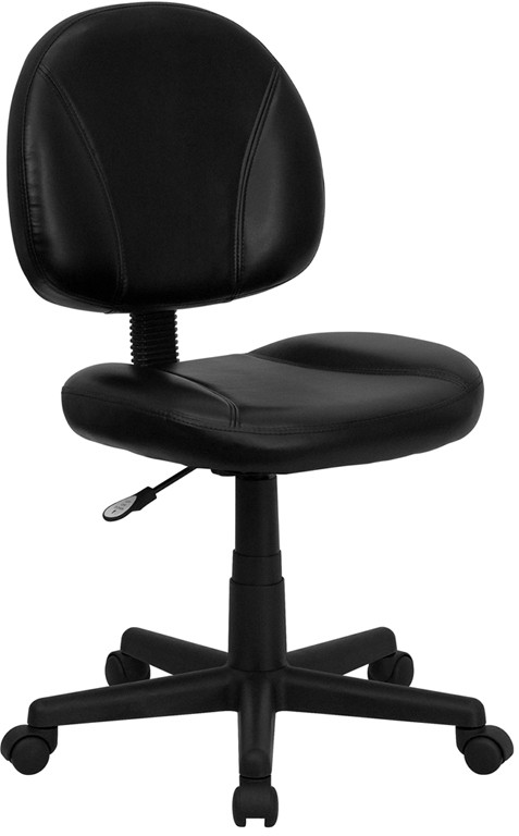 Flash Furniture Mid-Back Black LeatherSoft Swivel Ergonomic Task Office Chair with Back Depth Adjustment, Model# BT-688-BK-GG