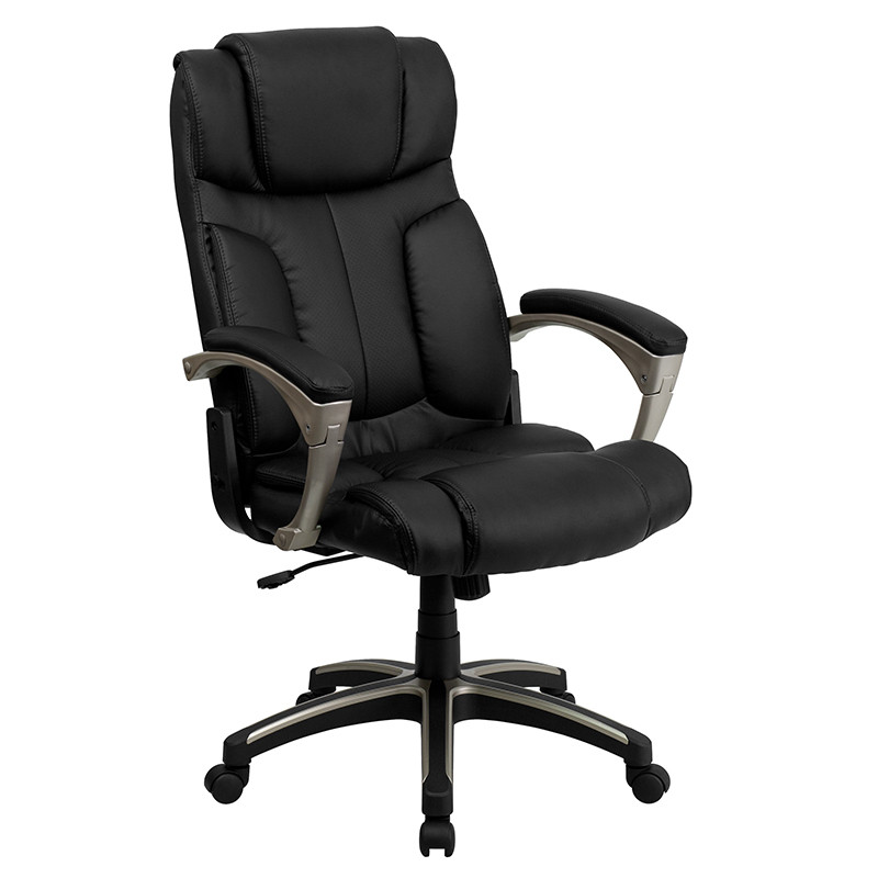 Flash Furniture High Back Folding Black LeatherSoft Executive Swivel Office Chair with Arms, Model# BT-9875H-GG