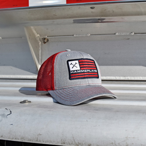 Snapback Grey Red Hammerlane Trucker Flag Hat