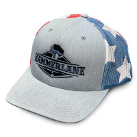 Snapback USA Flag Heather Grey Hammerlane Trucker Hat Angled View