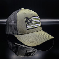 Snapback Olive Black Hammerlane Trucker Flag Hat