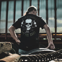 Own The Road Skull Hammer Lane T-Shirt On Model 1